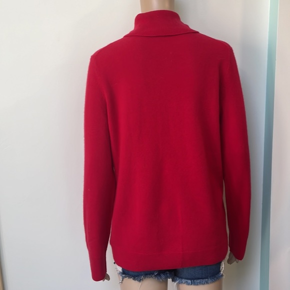 Talbots 100% Cashmere Red Turtlenck Sweater - Picture 4 of 8